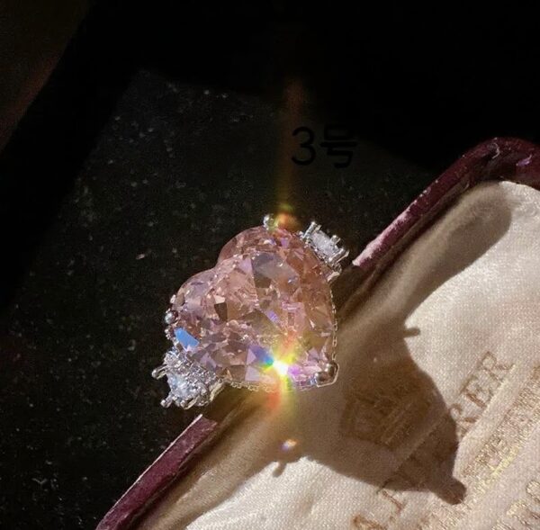 Princess Pink Heart-shaped Open-Back Ring