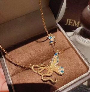 Snake and Butterfly Necklace