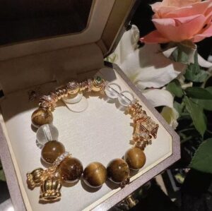 Tiger-eye stone crystal bell orchid bracelet