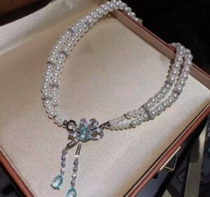 Bows and tassels brooch necklace