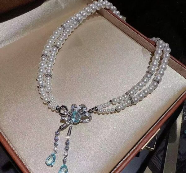 Bows and tassels brooch necklace