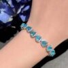 Retro blue heart-shaped gemstone pendant
